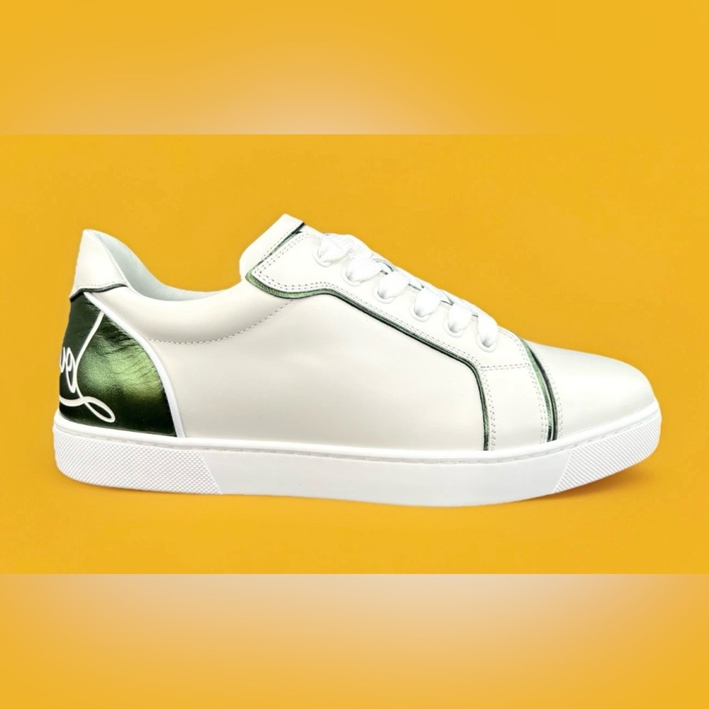 Christian Louboutin Fun Vieira Flat Leather  Metallic Logo Sneakers Size EU 41